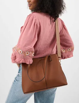 Webbing Strap Shoulder Bag Tan female - Accessorize - FashionsVida