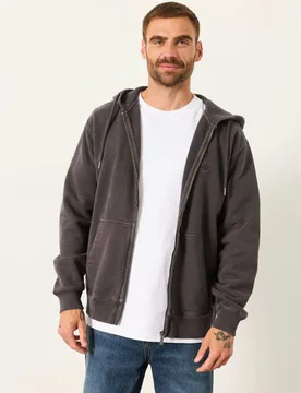 Pure Cotton Zip Up Long Sleeve Hoodie Charcoal male - Fatface - FashionsVida