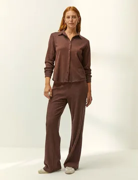 Camisa de mujer punto estructura cuello camisero - Paz Torras - FashionsVida