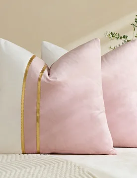 Piezas Fundas de cojín cuadradas con estampado de cisne a rayas de terciopelo y piel sintética, decoración del hogar para días festivos, tela suav - Shein - FashionsVida