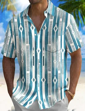 Bohemia Pattern Men's Hawaiian Shirt Stretch Easy Care Camp Shirt Big Tall - Aliexpress - FashionsVida