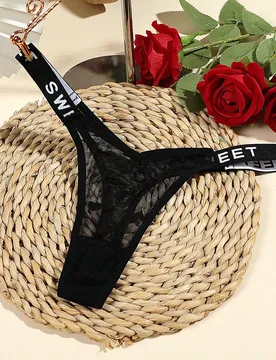 Piezas Tanga sexy de mujer de cintura baja con estampado de letras, cómodo y sin costuras M - Shein - FashionsVida