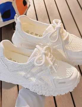 Women's Shoes New Fashion Luxury Breathable Non-slip Wear-resistant Outdoor Casual Mesh Rhinestone Lace-Up Chunky Sneakers - Aliexpress - FashionsVida
