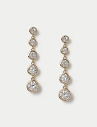 Cubic Zirconia Graduated Drop Earring Gold female