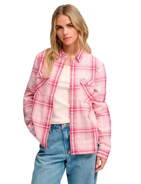 Chemise à Manches Longues Lumberjack Check Flannel Pink White Check XS - Superdry - FashionsVida