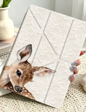 Funda protectora acrílica plegable en forma de Y con patrón de ciervo de encaje, compatible con Samsung Tablet/Mini6/7/9.7/10.2/10.5/10.9/12.9/Pro 1 - Shein - FashionsVida