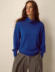 Cotton Rich Funnel Neck Jumper Dark Blue female