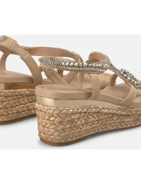 Sandalias de cuña de mujer de esparto con cuerpo con detalle serpiente - Alma en Pena - FashionsVida
