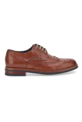 Scarpe Stringate Francesine marroni in pelle con lavorazione brogue 06 40