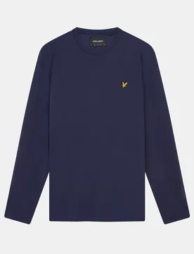 Mens Plain Long Sleeve T-Shirt Plus in Navy - Lyle & Scott - FashionsVida