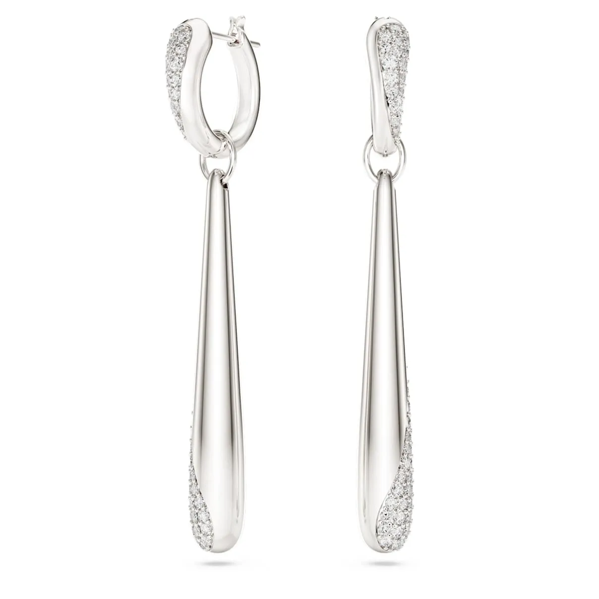 Orecchini pendenti e a cerchio Classica, Taglio Round, Bianchi, Argento sterling OS - Swarovski - FashionsVida