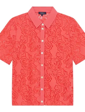 Camisa de mujer con detalles calados y manga corta - Caroll - FashionsVida