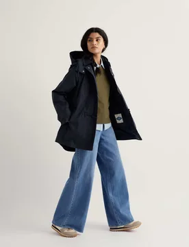 Linen Rich Hooded Duffle Coat Navy female - Seasalt cornwall - FashionsVida