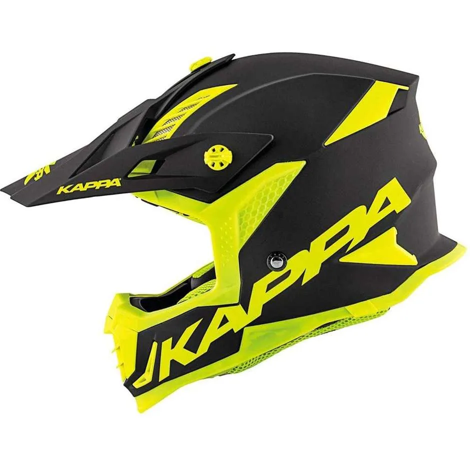 Casco Moto Cross Enduro KV39 SOLID Nero Opaco Giallo F taglia 2X - Kappa - FashionsVida