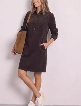 Knielanges Kleid aus softem Cord female Rot - Street One - FashionsVida