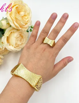 Gold Color Cuff Bangle Ring for Ethiopia Bridal African Women Charm Bangle New Design Hand Bracelet Jewelry Set Holiday Gift - Aliexpress - FashionsVida