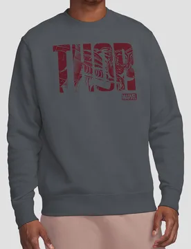 Unisex Thor Text Sweatshirt in Grey Size: XL - Grey - Size: XL - Marvel - FashionsVida