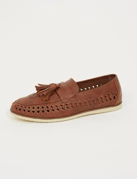 Faux Leather Mens Woven Loafers - - Size: 11 - Brave soul - FashionsVida