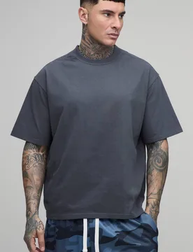 Herren Großes Übergroßes Super Schweres Weiches T-Shirt Charcoal Größe XL - boohooMAN - FashionsVida