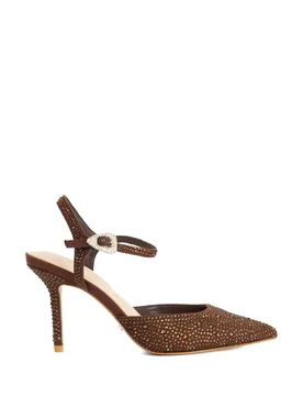 Embellished Stiletto Heel Pointed Court Shoes Brown female - Dune london - FashionsVida