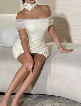 Customized Fashion Pattern Flower Column Off-the-shoulder Mini Dresses Bespoke Occasion Homecoming Formal - Aliexpress - FashionsVida