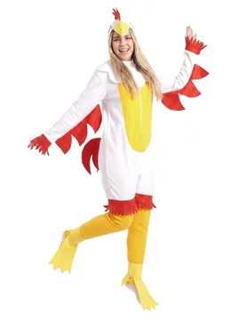 Huhn Kostüm für Erwachsene weiß gelb rot - YIWU YUTING - FashionsVida