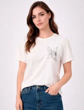 Camiseta de mujer de cuello redondo y manga corta - Dolores Promesas - FashionsVida