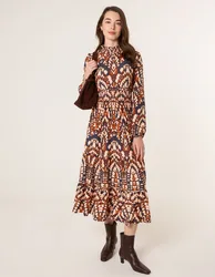 Frilled Shirred High Neck Shirred Waist Dress - S/M / MULTI - female