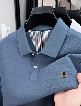 Cotton T-shirt Spring Autumn New Men's Long Sleeved Light Luxury Casual Comfortable Polo Shirt Exquisite Bee Embroidery Top - Aliexpress - FashionsVida