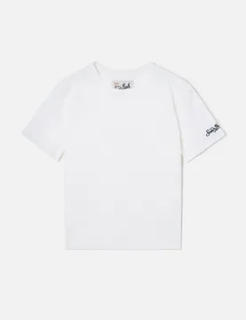 T-shirt alex in lino bambino bianco - SAINT BARTH - FashionsVida