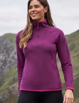 Montana Womens Half-Zip Fleece - Pink - Pink - Size: 4 - Mountain Warehouse - FashionsVida
