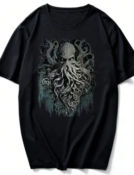 Vintage Cthulhu Sea Monster Octopus Graphic T Shirt Men Cotton Short Sleeve Lovecraft Horror Occult Streetwear Casual Tee Tops - Aliexpress - FashionsVida