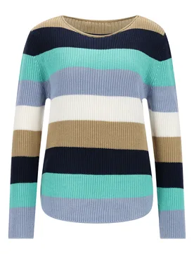 Rdh.-Pullover, 1/1 Arm, Ringel female - 44 - FashionsVida