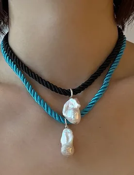 Brass Rope Chain Natural Baroque Pearl Necklace Women Jewelry Punk Party T Show Gown Runway Korean Japan INS - Aliexpress - FashionsVida