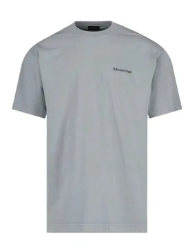 Mens Bb Logo Embroidered Oversized T-Shirt In Grey Cotton - Size X-Small - Balenciaga - FashionsVida