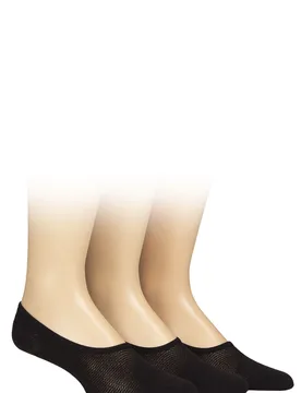 Mens 3 Pair Mesh No Show Shoe Liner Socks Black 7-11 Mens - Black - Size: 7-11 Mens - Glenmuir - FashionsVida