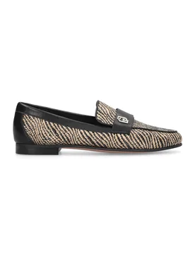 Mocassini Donna Emel 05 in Rafia e Pelle con Morsetto Logo Suola Flat Neri - Liu jo - FashionsVida