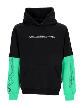 Felpa Leggera Cappuccio Uomo Logo Overhoodie Hoodie Green/black - Octopus - FashionsVida