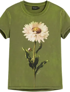 Camiseta de mujer ajustada margarita - Desigual - FashionsVida