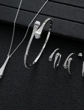NEW Famous Brand Waterdrop Necklace Bracelet Ring Earrings For Women Wedding Party Cubic Zircon Dubai Bridal Jewelry Set HXS001 - Aliexpress - FashionsVida