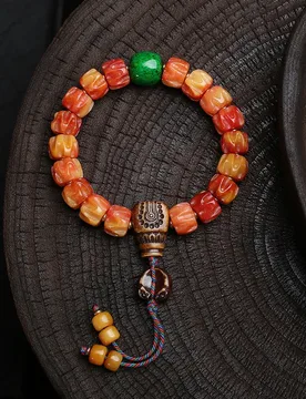 Tibetan-style recycled bone half-blood carved bead bracelet, single-strand antique bone dragon-head clasp accessory Buddhist pra - Aliexpress - FashionsVida