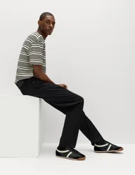 Straight Fit Textured 5 Pocket Trousers Black male