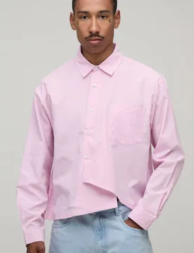 Herren Übergroßes Kastenförmiges Hemd Mit Asymmetrischer Knopfleiste Und Streifenmuster Pink Größe Medium - boohooMAN - FashionsVida