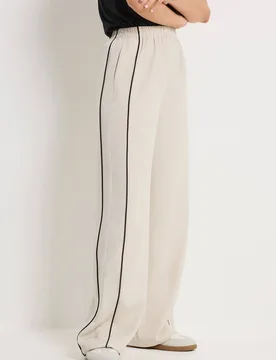 Women's Tall Piped Wide Leg Trousers in Ivory Size: 18XL - Ivory - Size: 18XL - Long tall sally - FashionsVida