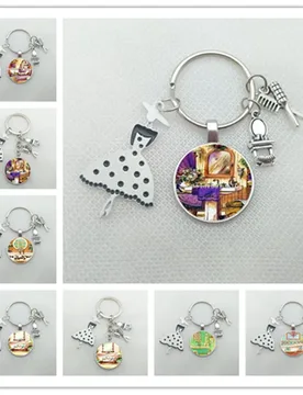 New style bathroom painting glass keychain bathtub picture charm keychain bathtub key ring home accessories gift - Aliexpress - FashionsVida