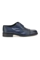 Scarpe eleganti blu in pelle con cuciture decorative 7705 43