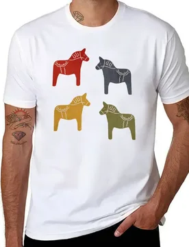 Swedish Dala Horses T-Shirt t shirt man luxury t shirt man cotton T-Shirt - Aliexpress - FashionsVida