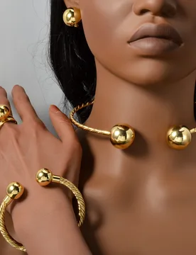 Diana Baby 18k Gold Plated Jewelry Fashion Earrings Big Bead Ring Unclosed Round Choker Necklace Hiphop Bracelet - Aliexpress - FashionsVida
