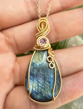 Natural Gemstone Stainless Steel Ladies Necklace Labradorite Pendant Copper Wire Hand Wound Jewelry Ladies Necklace Pendant Gift - Aliexpress - FashionsVida