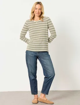 Pure Cotton Striped Top Green Mix female - Fatface - FashionsVida